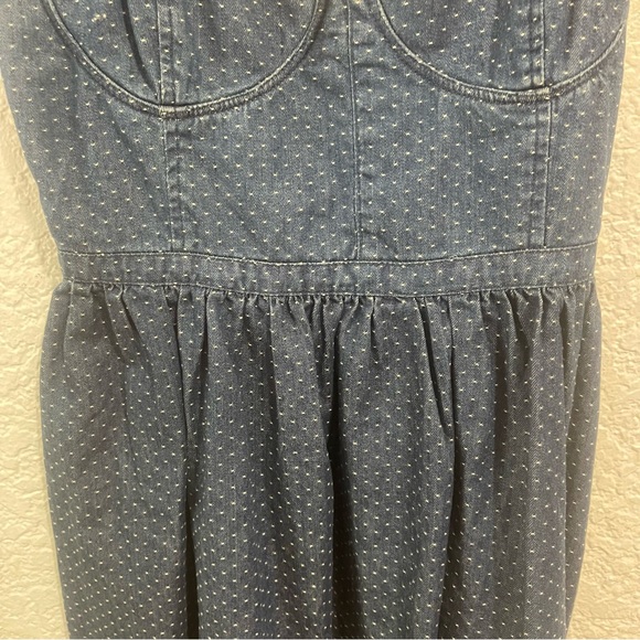 Free people Blue denim dress with Polk a dots size Small/Petite - Picture 3 of 7